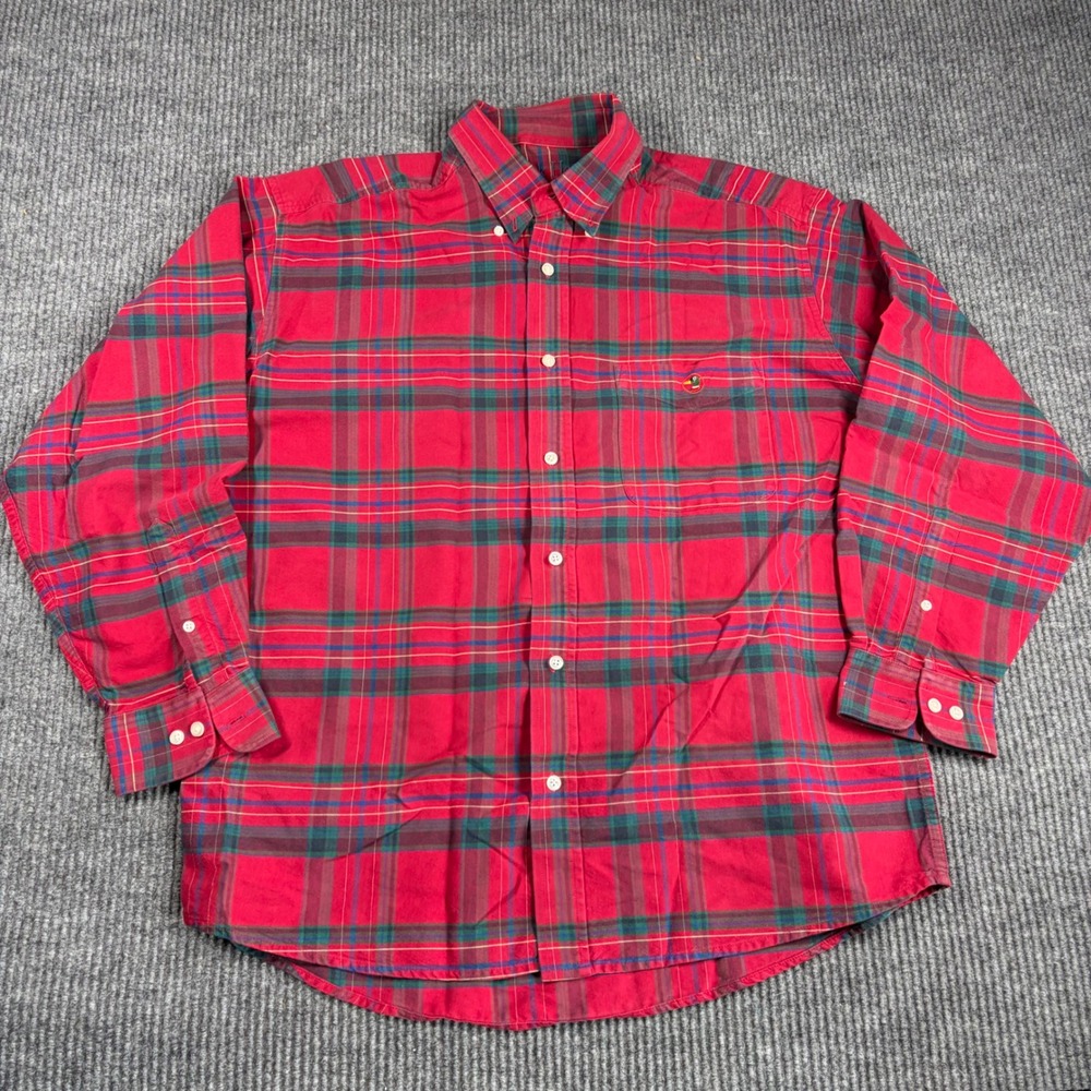 Duck Head Shirt Men's M Classic Oxford Red Plaid Button Down Long Sleeve Cotton